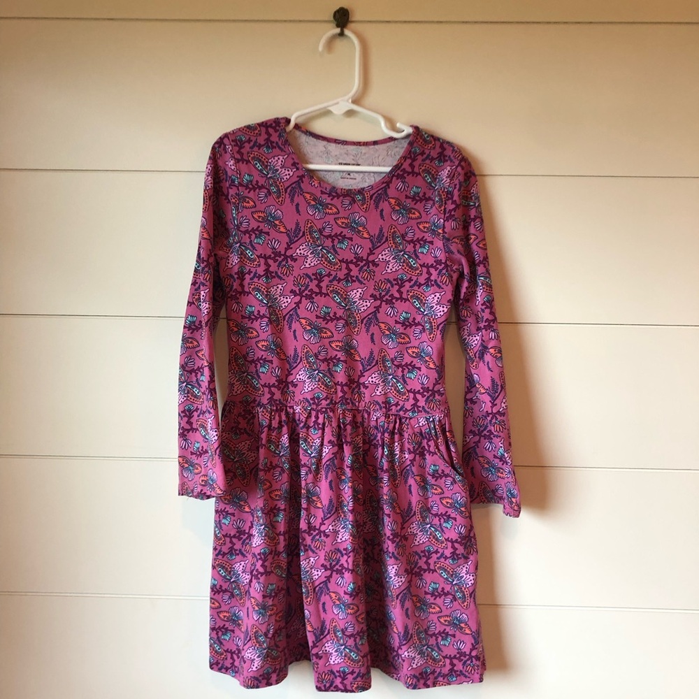 Garnet Hill Butterfly long sleeve Dress Pink Girls M
